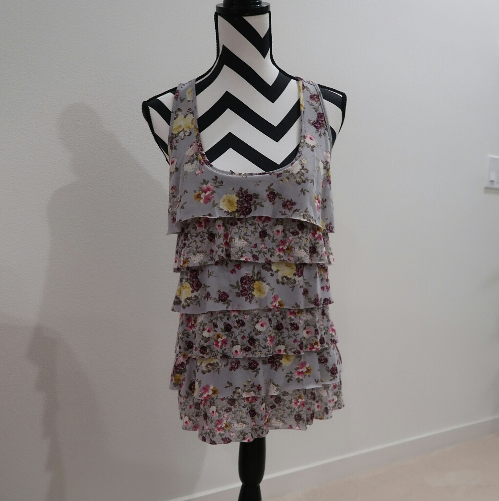 Layered Front Floral Sleeveless Top